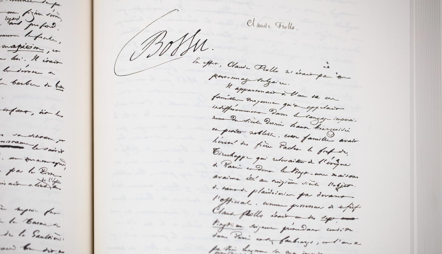 page manuscrite de Notre-Dame de Paris - Chapitre Claude Frollo